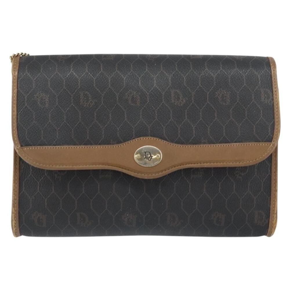 Dior Honeycomb Canvas Chain Shoulder Bag Black